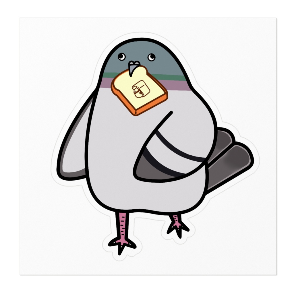 ハトさんが食パンを咥えてダッシュしてきたステッカー