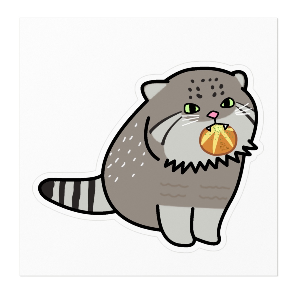 マヌルネコさんがマヌルパンを咥えてやってきたステッカー