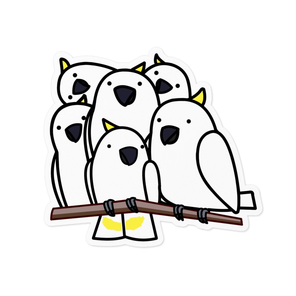 キバタン軍団に囲まれてしまったコバタンさんステッカー