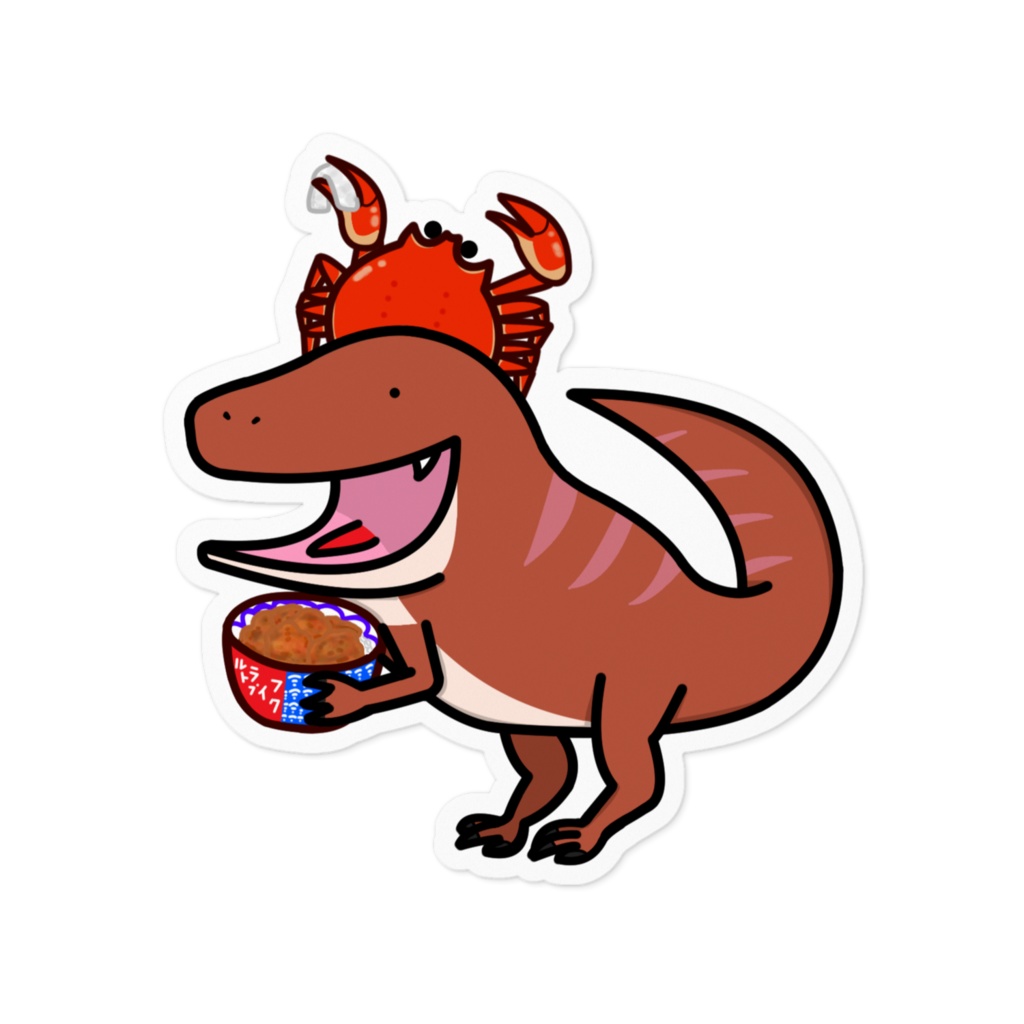 越前ガニさんと仲良くなってしまったフクイラプトルさんステッカー