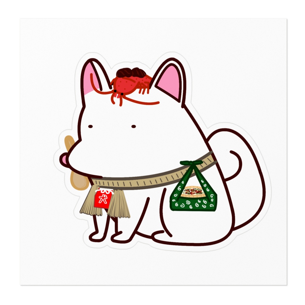 お伊勢参りに辿り着けないおかげ犬さんステッカー