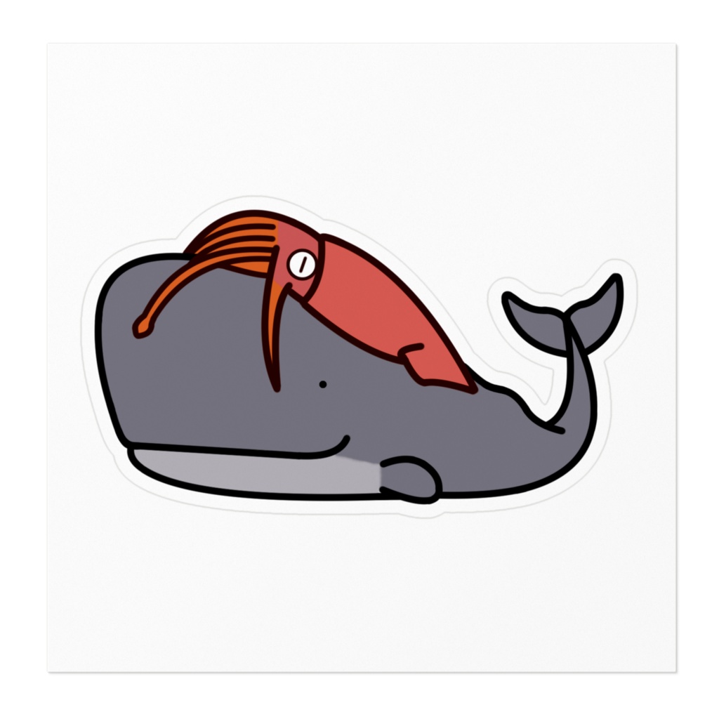 ダイオウイカさんと仲良くなってしまったマッコウクジラさんステッカー