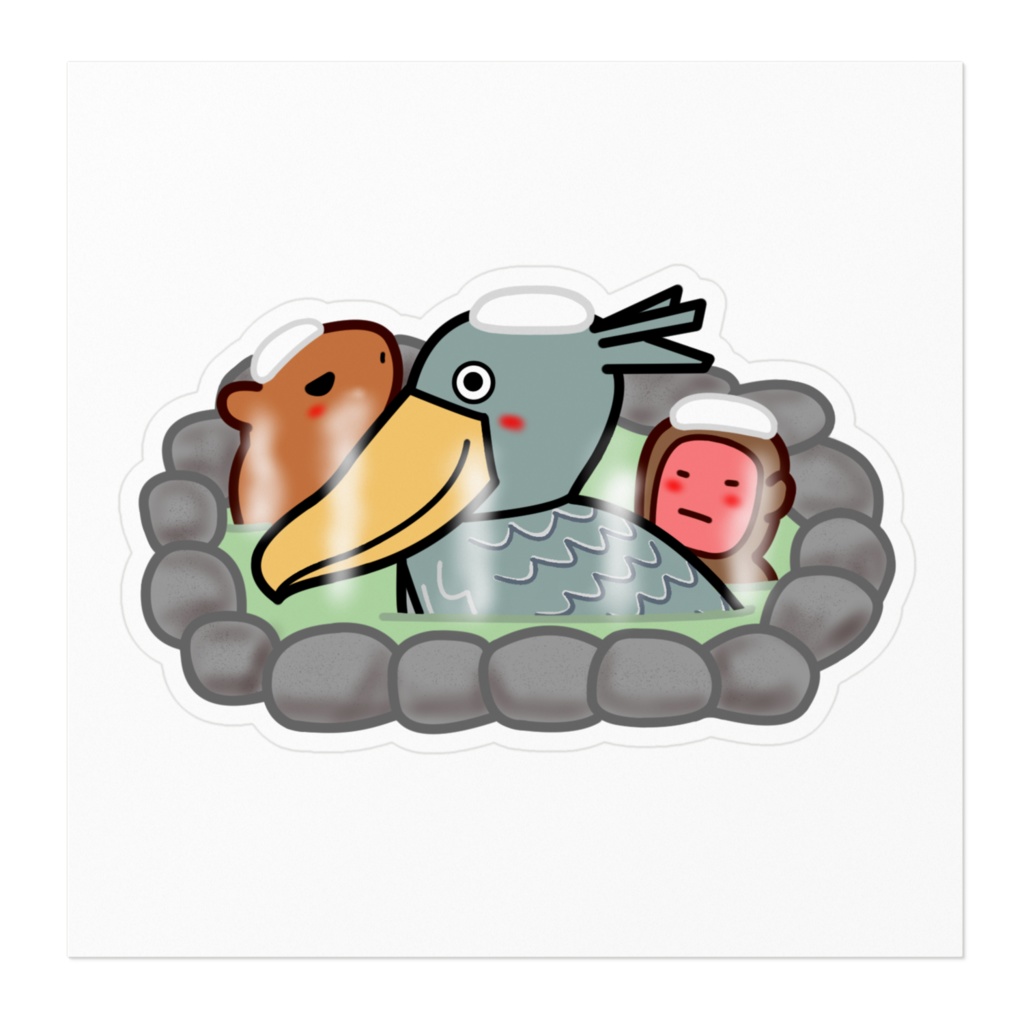 秘湯!ハシビロコウ温泉ステッカー