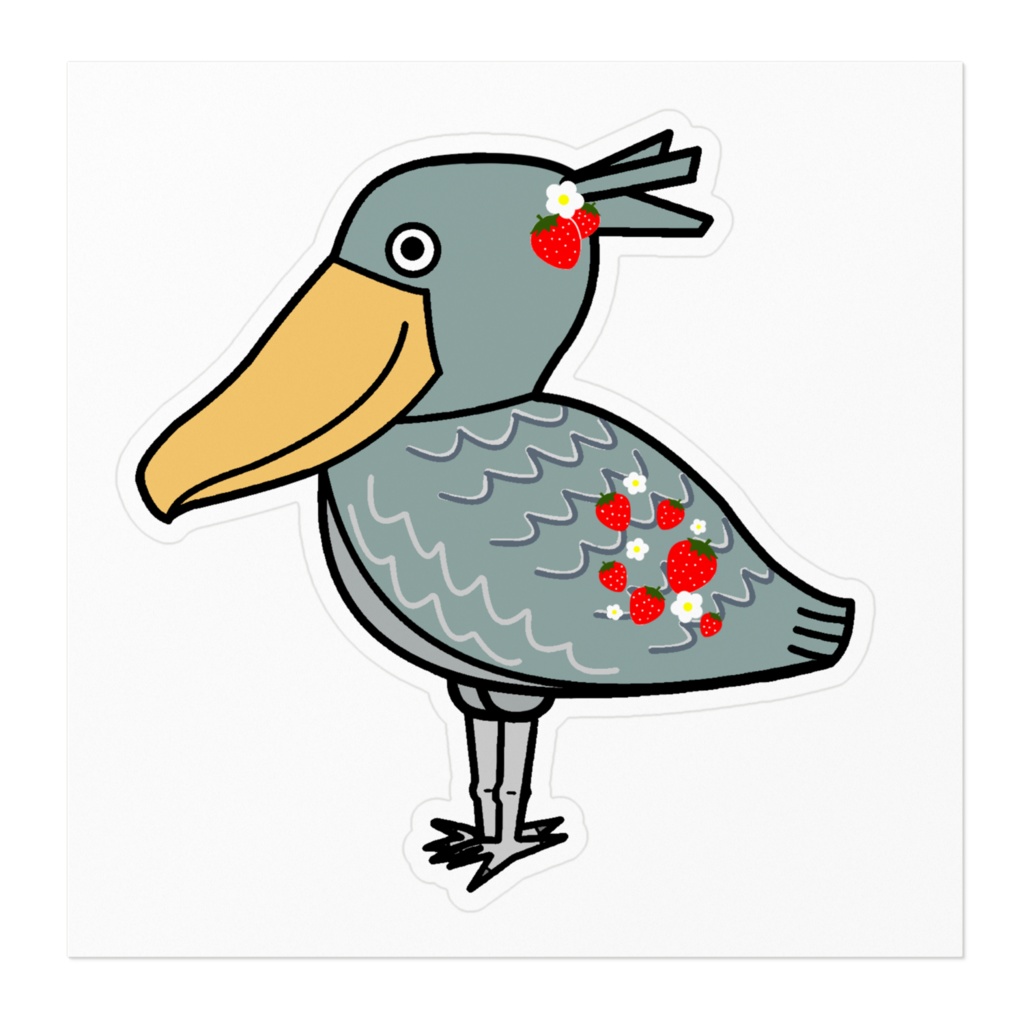 イチゴでハシビロコウなイチビロコウさんステッカー