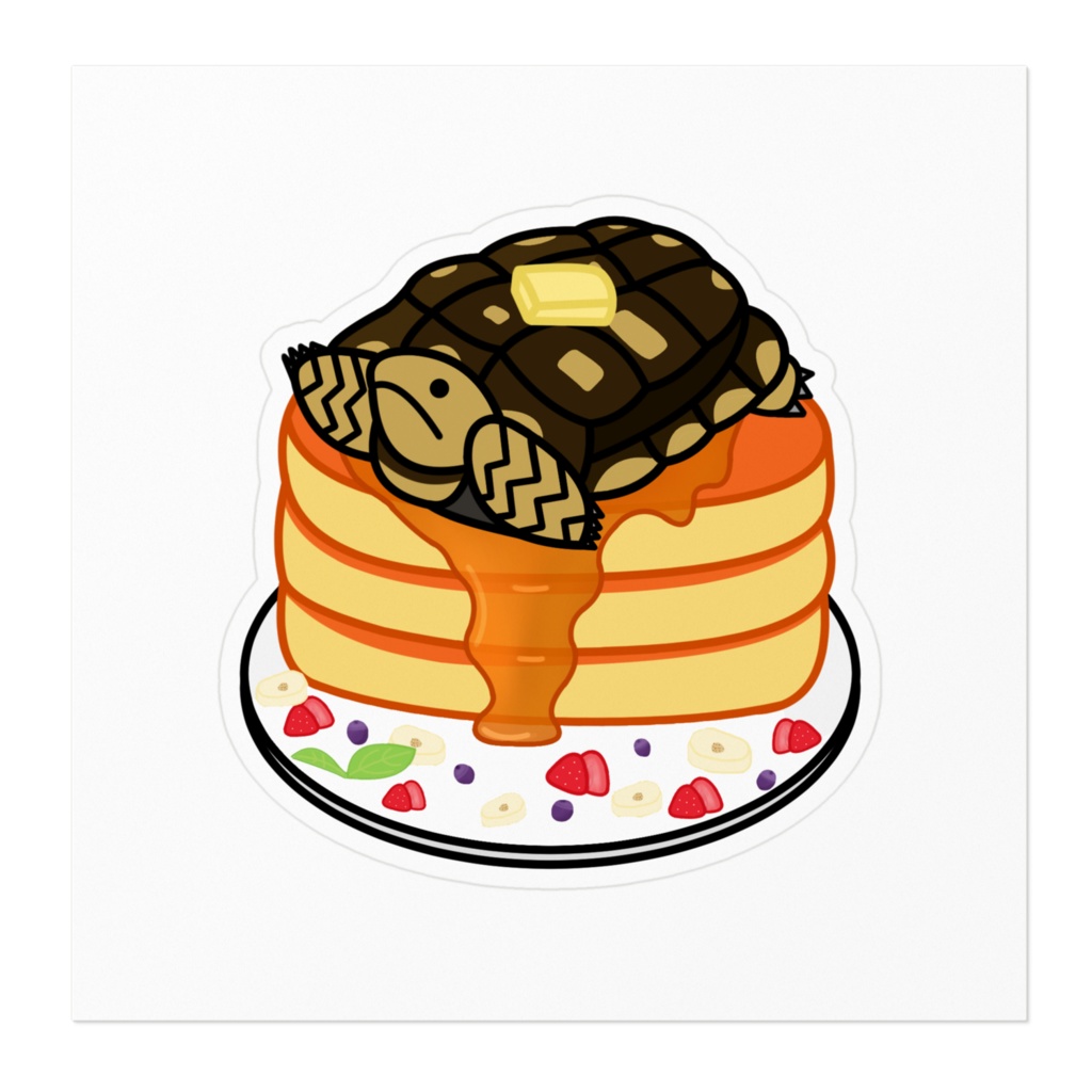 パンケーキに乗せられてしまったパンケーキリクガメさんステッカー