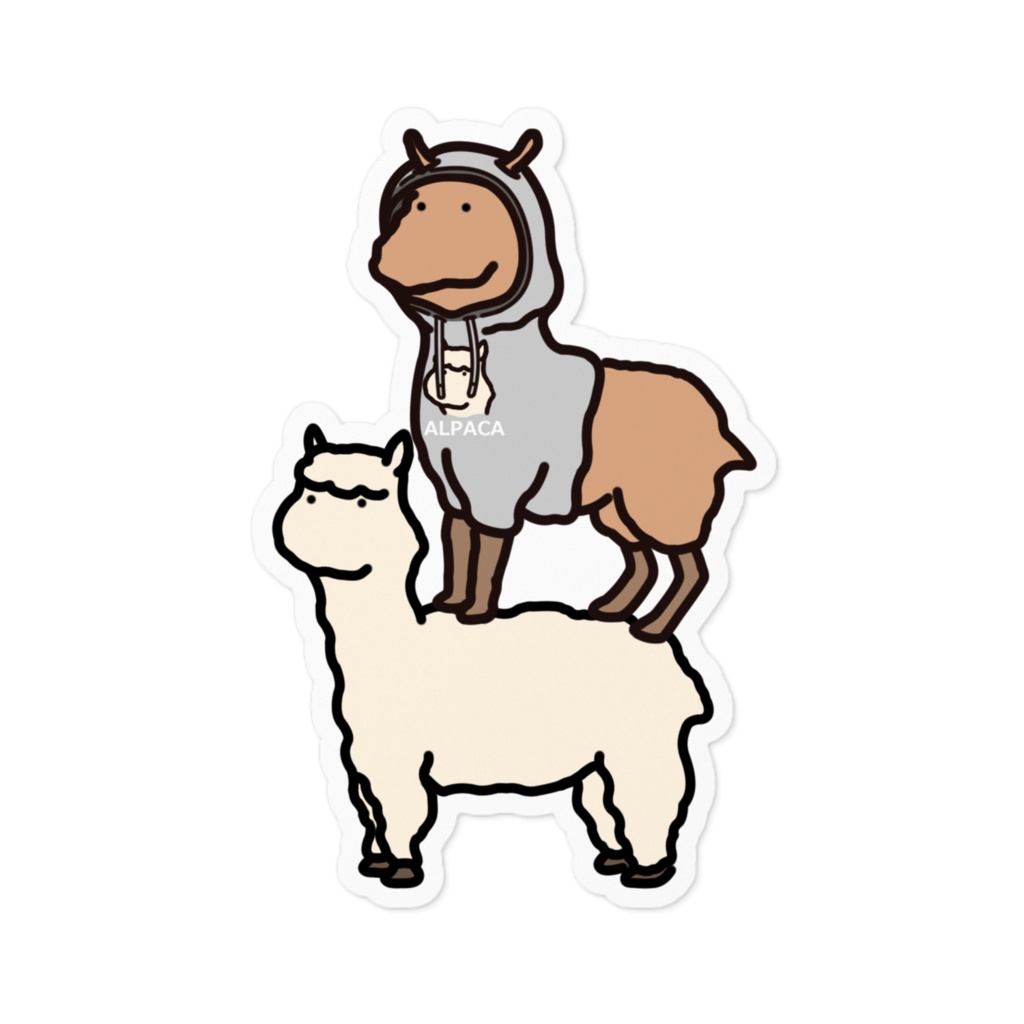 アルパカの上にあるパーカーなラマさんステッカー