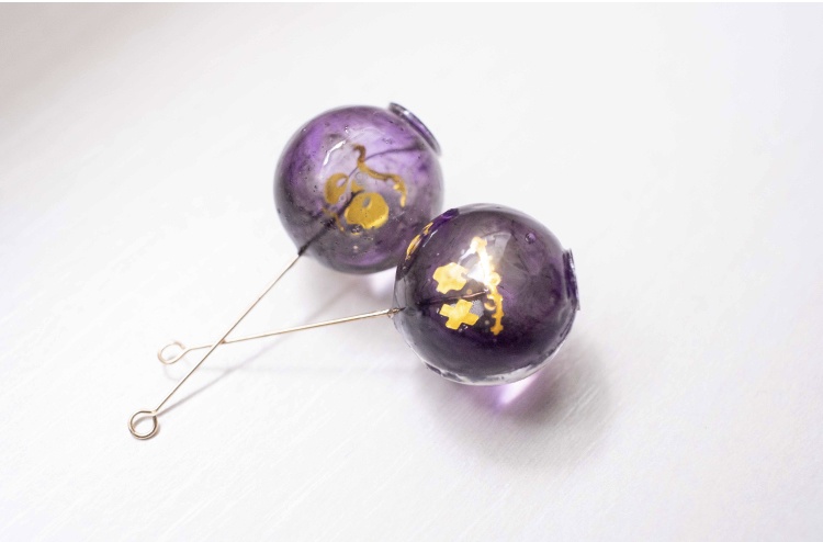 飴ちゃんの耳飾り Trick or Treat (ブラック×パープル)