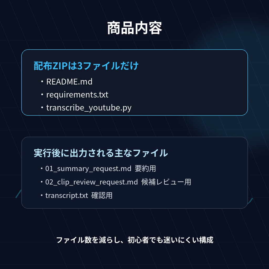 YouTube文字起こし・要約・切り抜き候補レビュー スターターキット