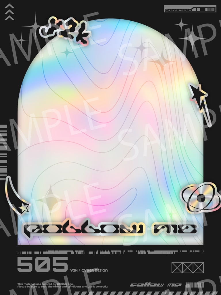 SNSで使いやすいフレーム素材20種パック(Y2K×Cyber)