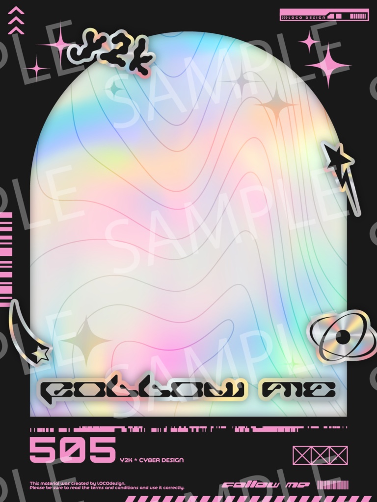 SNSで使いやすいフレーム素材20種パック(Y2K×Cyber)