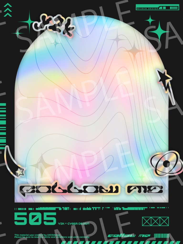 SNSで使いやすいフレーム素材20種パック(Y2K×Cyber)