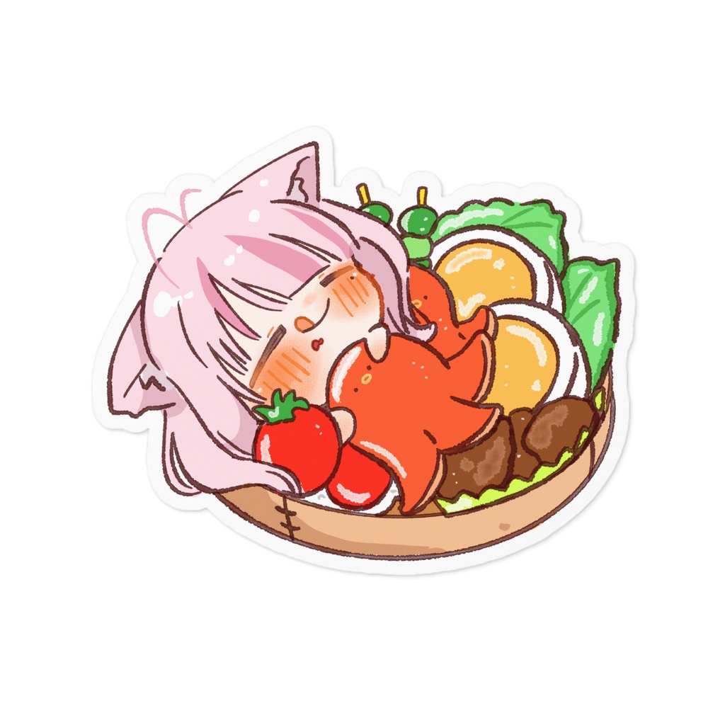 脱ねこかぶりステッカー お腹いっぱいVer.