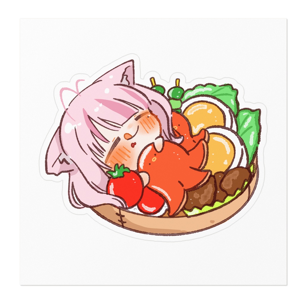 脱ねこかぶりステッカー お腹いっぱいVer.