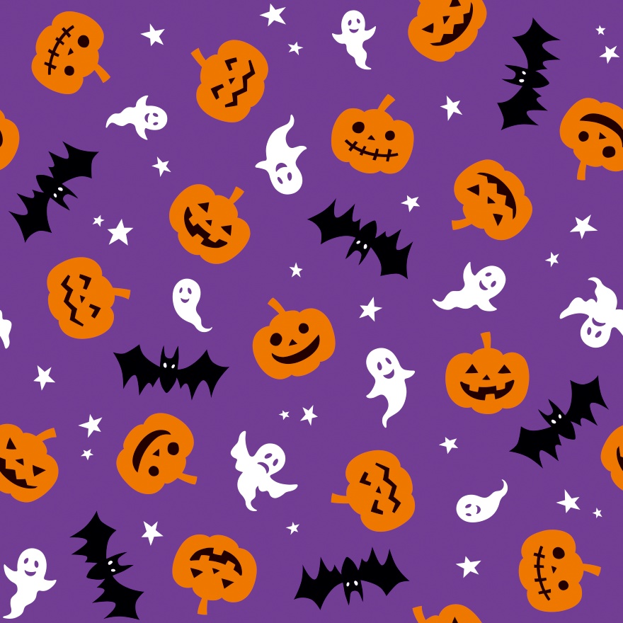 ハロウィーン柄(3色セット)ベクター&PNG素材/かぼちゃ・おばけ・こうもり