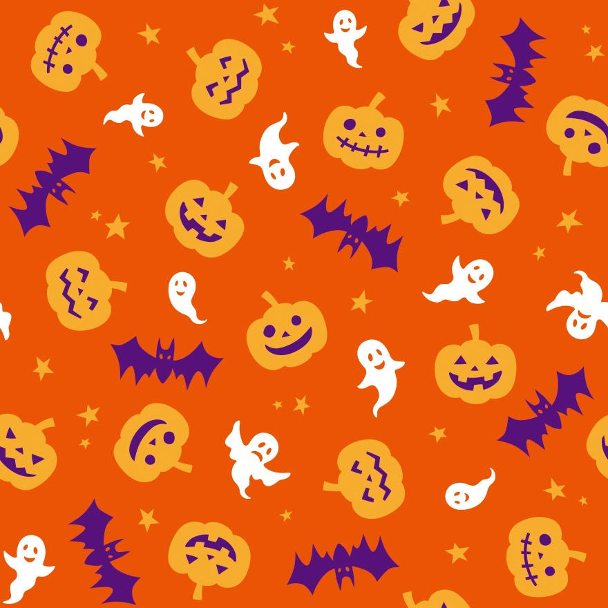 ハロウィーン柄(3色セット)ベクター&PNG素材/かぼちゃ・おばけ・こうもり