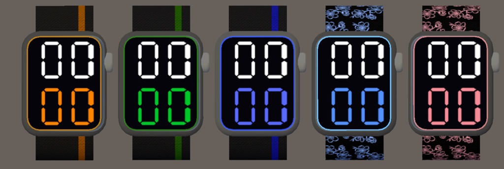 腕時計 5色セット Digital Watch|リアルタイム時刻表示|12h/24h|PC Only