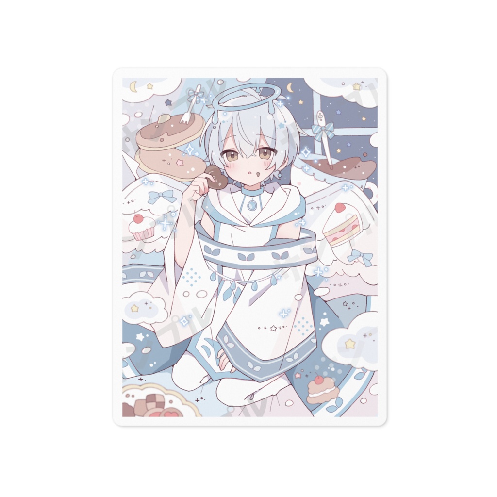 甘実かかお　ステッカー　100×100mm （背景あり）