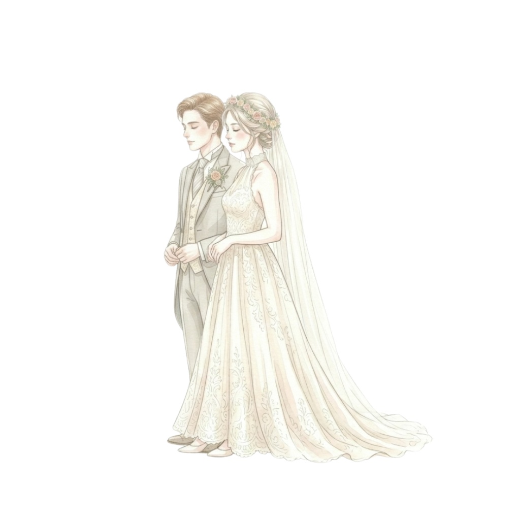 アンティーク風ウェディングクリップアートセット|PNG23点|背景透過|結婚式素材