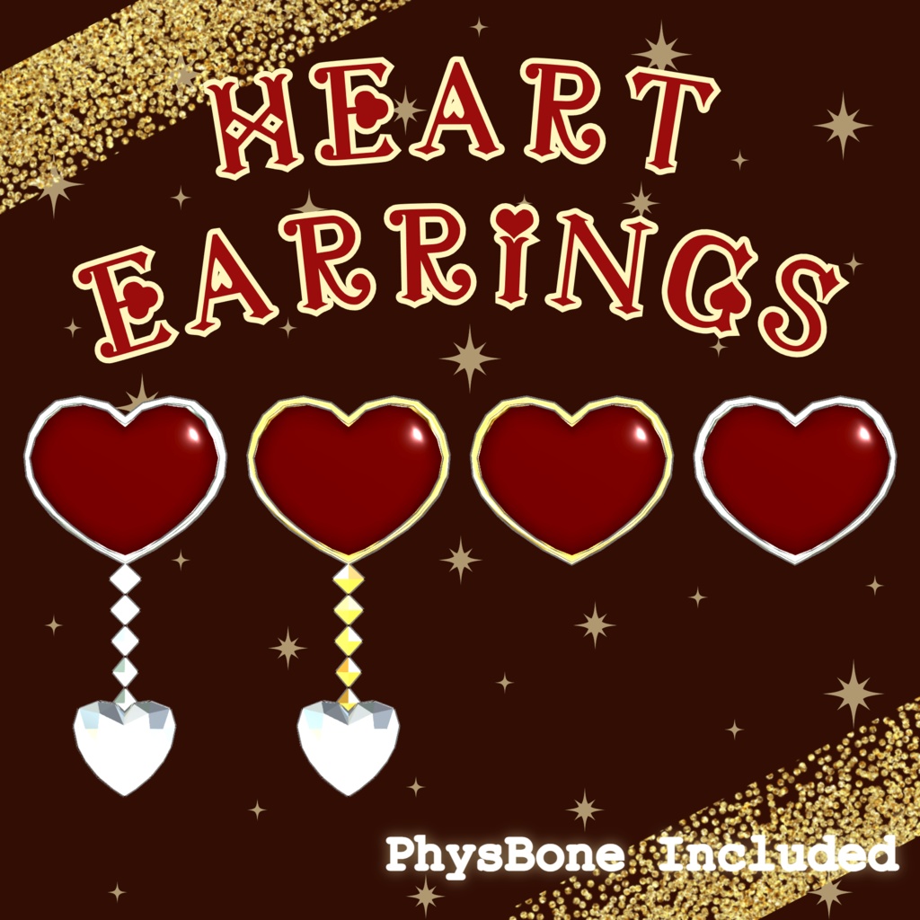 【バレンタイン無料配布中】Heart Earrings＊ハートイヤリング＊VRC向け