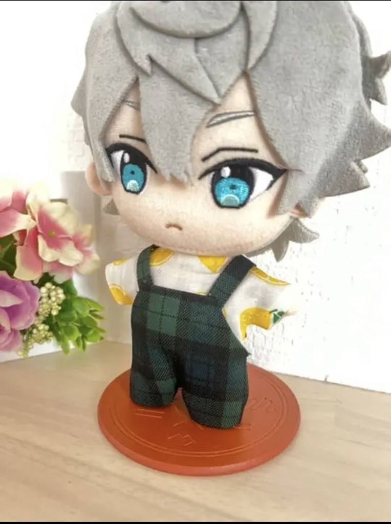 ぬい服 タータンチェック レモン サロペットセット
