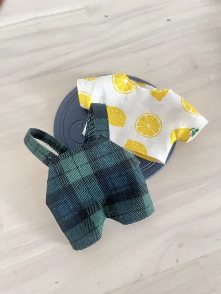 ぬい服 タータンチェック レモン サロペットセット