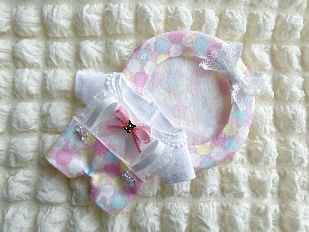 ぬい服 ベレー帽セット3点 ゆめかわキャンディ