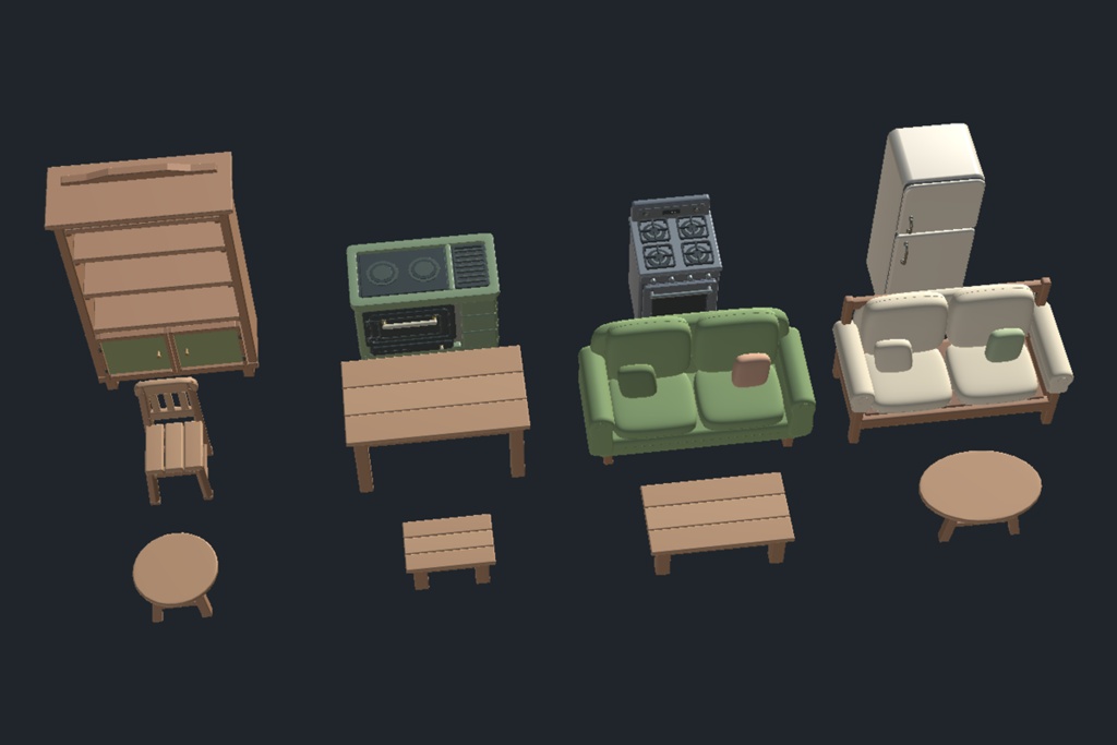 Cozy Household Interiors｜Unity用 家具・生活小物 53 Prefab構成