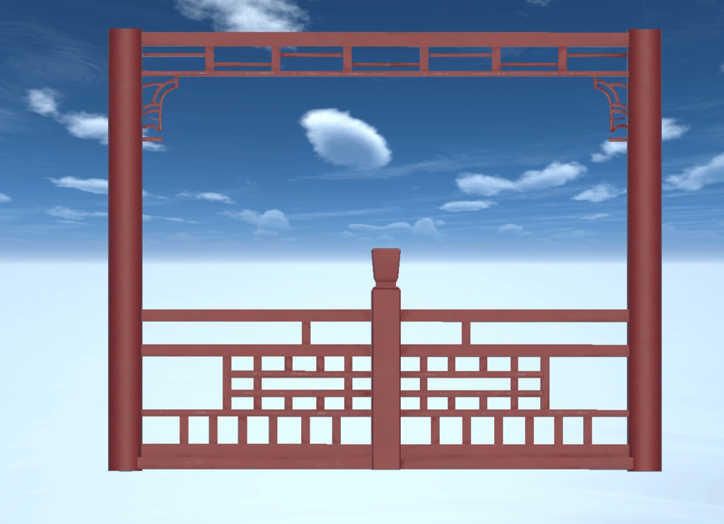 【和風・中華庭園に最適】装飾欄干フェンス 3Dモデル