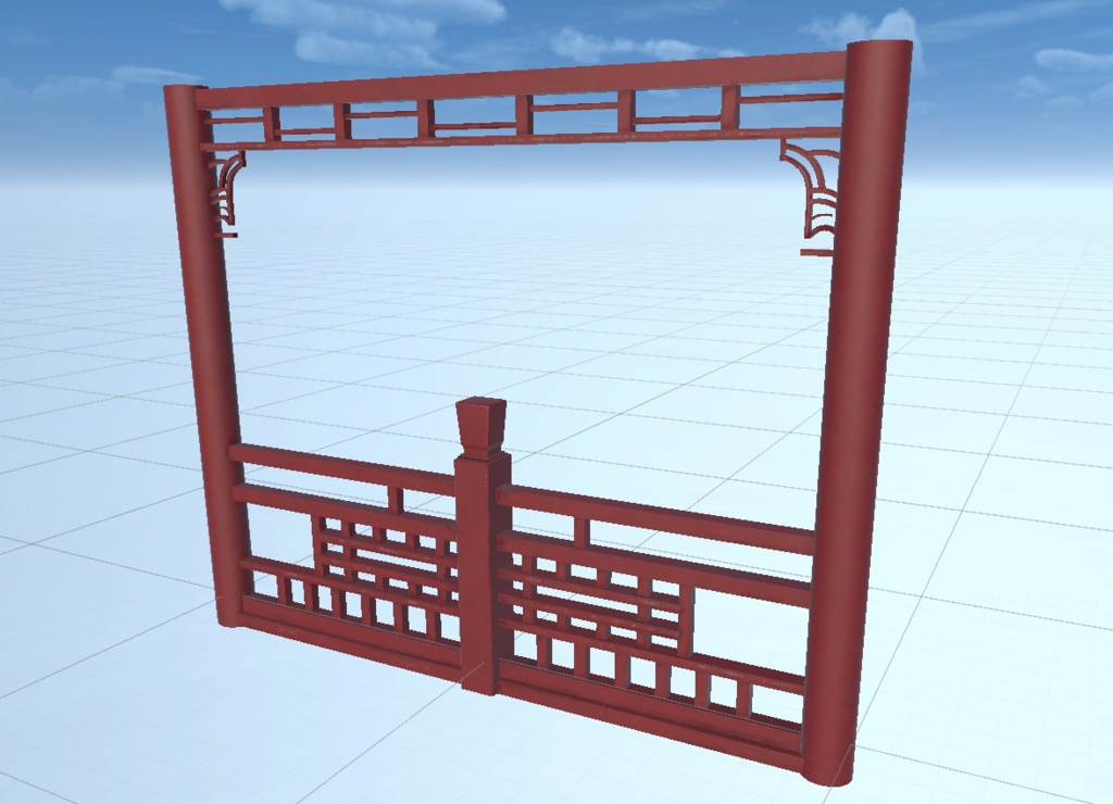 【和風・中華庭園に最適】装飾欄干フェンス 3Dモデル