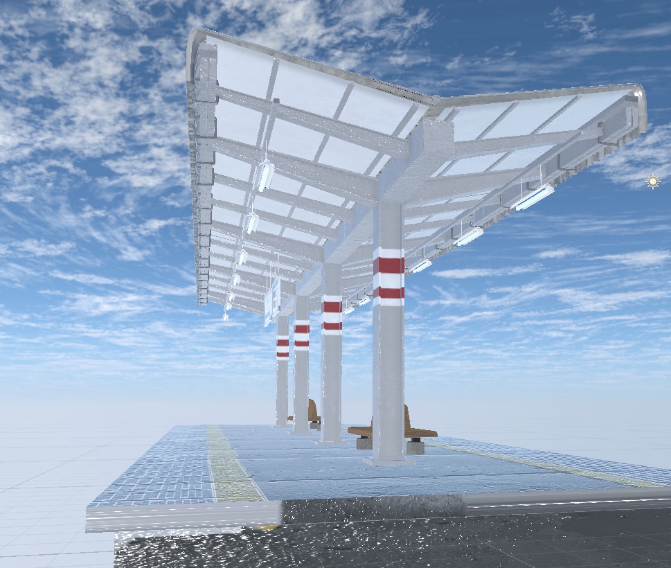 日本の駅ホーム(無人)3Dモデル