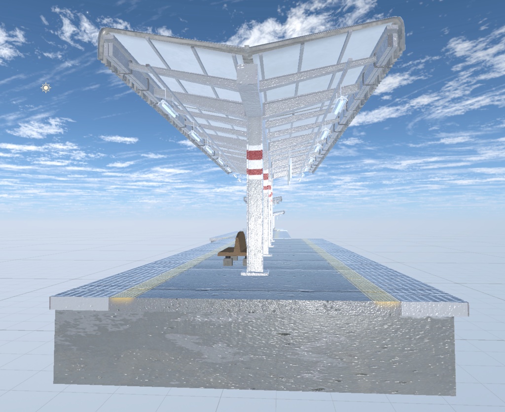 日本の駅ホーム(無人)3Dモデル