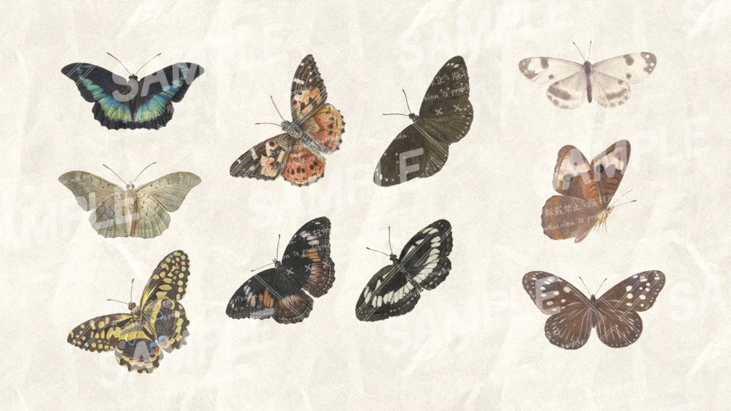 【素材(無償)】花・蝶・蛾