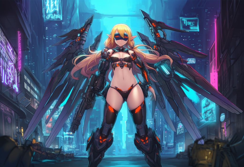 金髪エルフ × 近未来アーマー