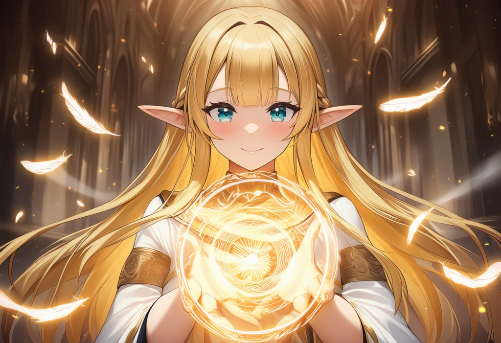 金髪エルフ × 光魔法（プリーステス / ヒーラー）