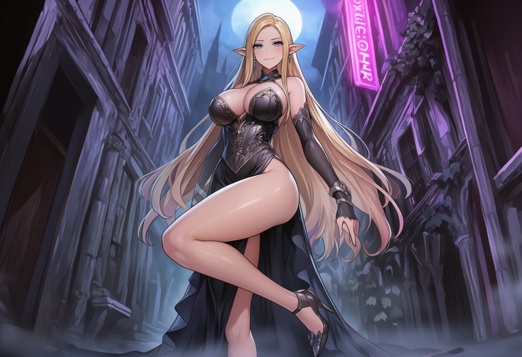 金髪エルフ × スリットアサシン