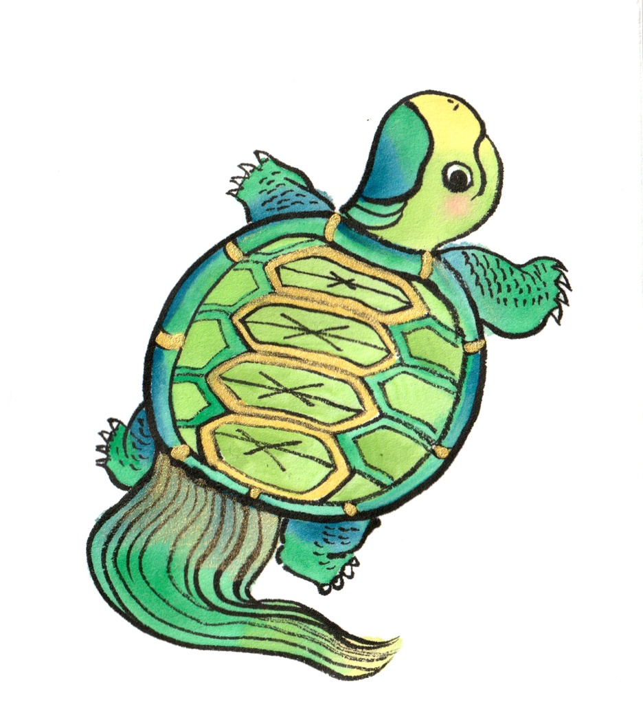 額付き寸松庵色紙【亀】(原画)