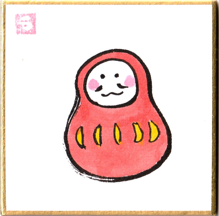 額付き豆色紙【達磨】(原画)