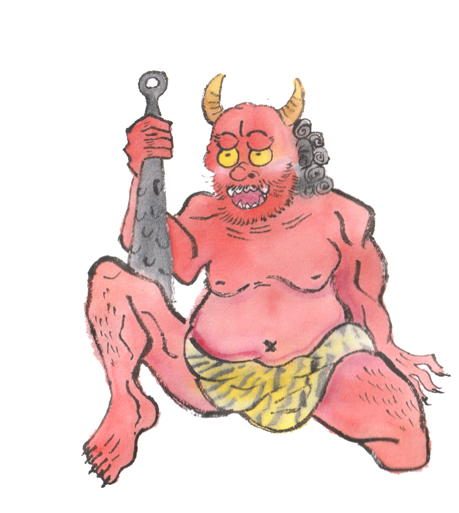 額付き寸松庵色紙【鬼】(原画)