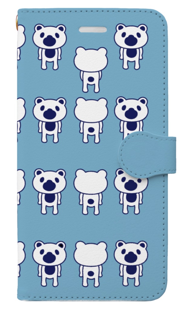 くまっ子②手帳型iPhoneケース・ブルー
