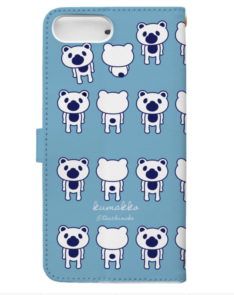 くまっ子②手帳型iPhoneケース・ブルー