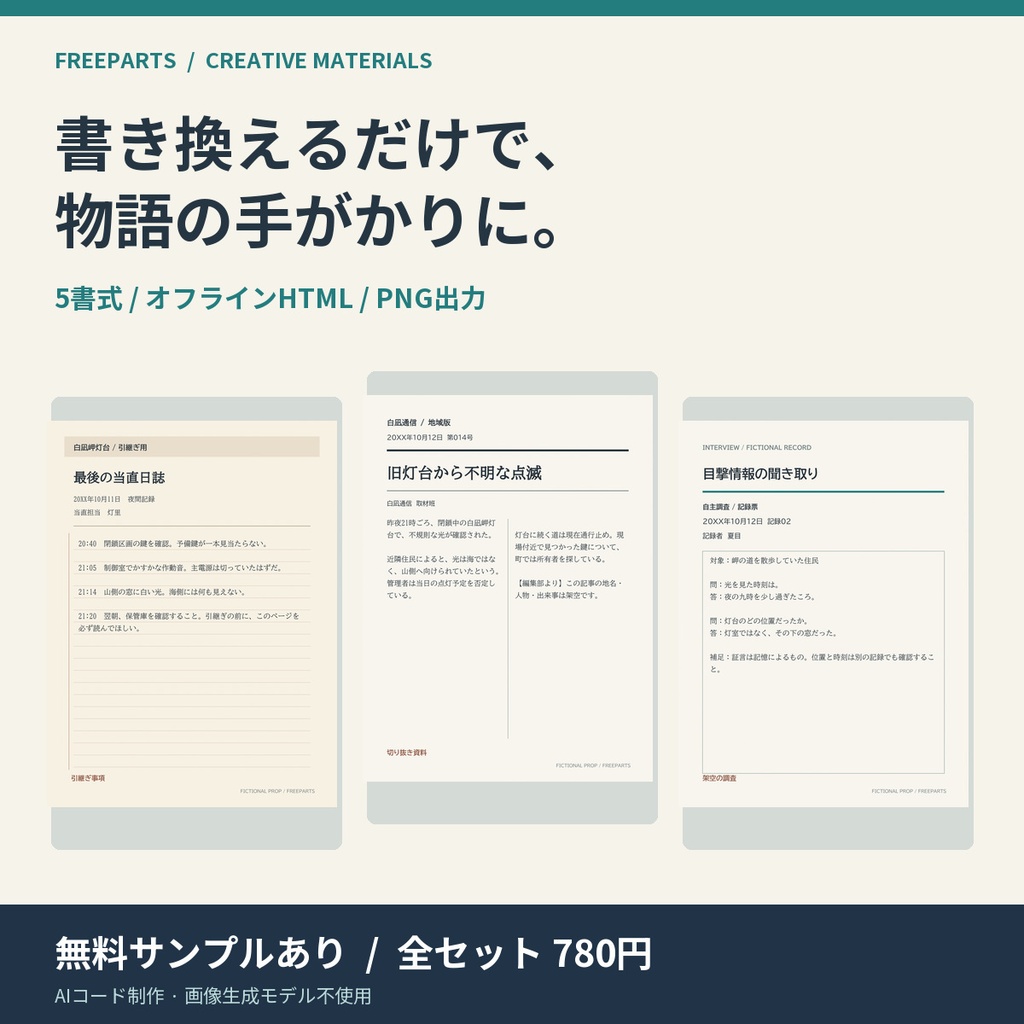 【無料・新聞1書式】TRPG証拠資料エディター5書式|本文編集・PNG保存【AIコード制作】