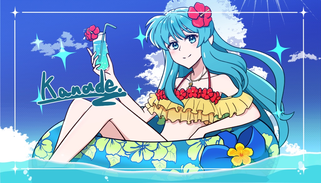 エイリーク：南国バカンス動く壁紙【FEHファンアート】(Eirika: Summer Bliss Animated Wallpaper)