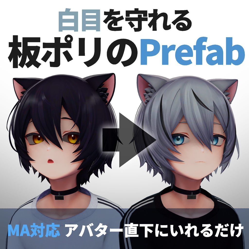 [Free]白目を守れる板ポリのPrefab for Kuuta