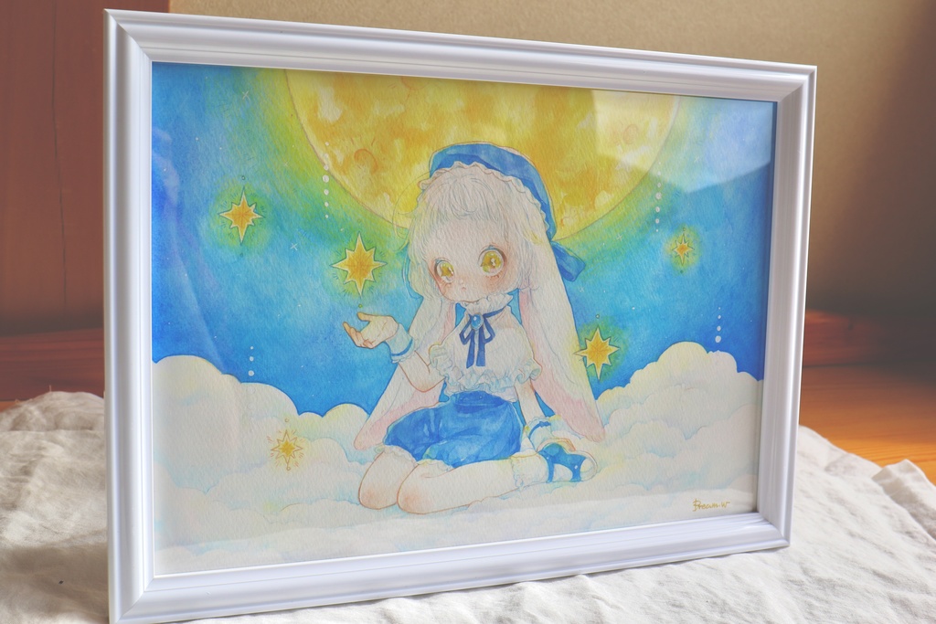 【原画】月夜のうさぎは雲の上