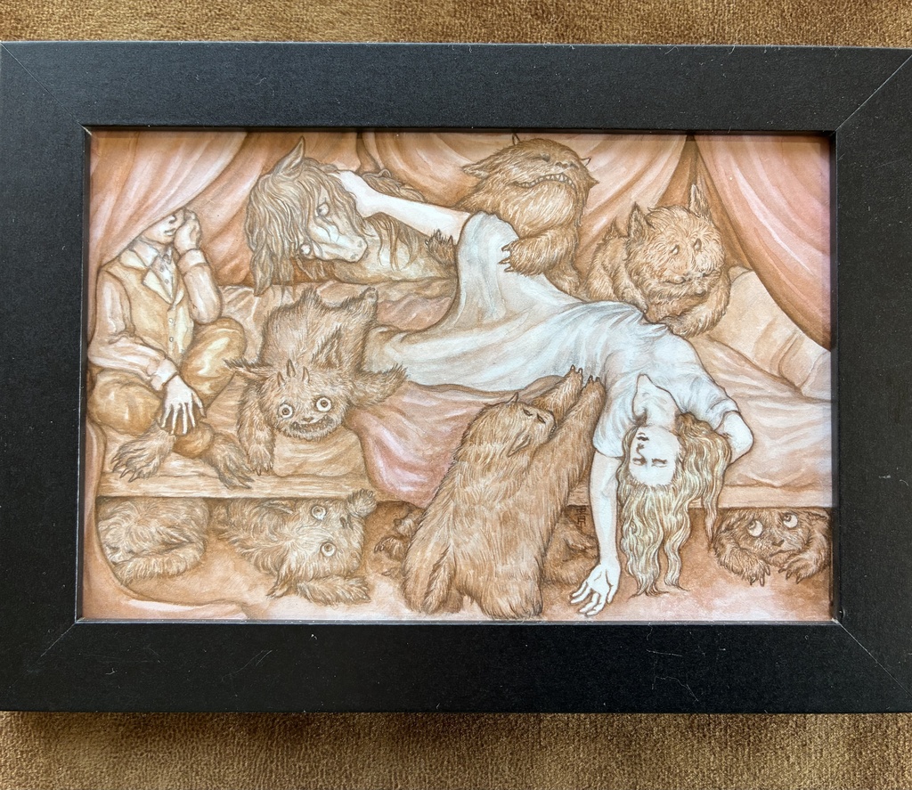 イラスト原画　夢魔の寝台