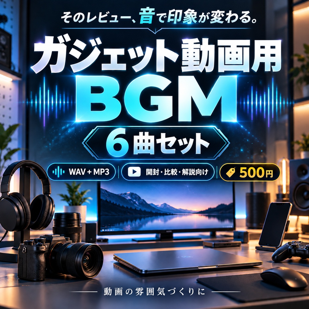 【動画編集・YouTube向け】ガジェットレビュー用BGM 6曲セット｜解説・比較動画に使いやすい音楽素材（WAV+MP3）