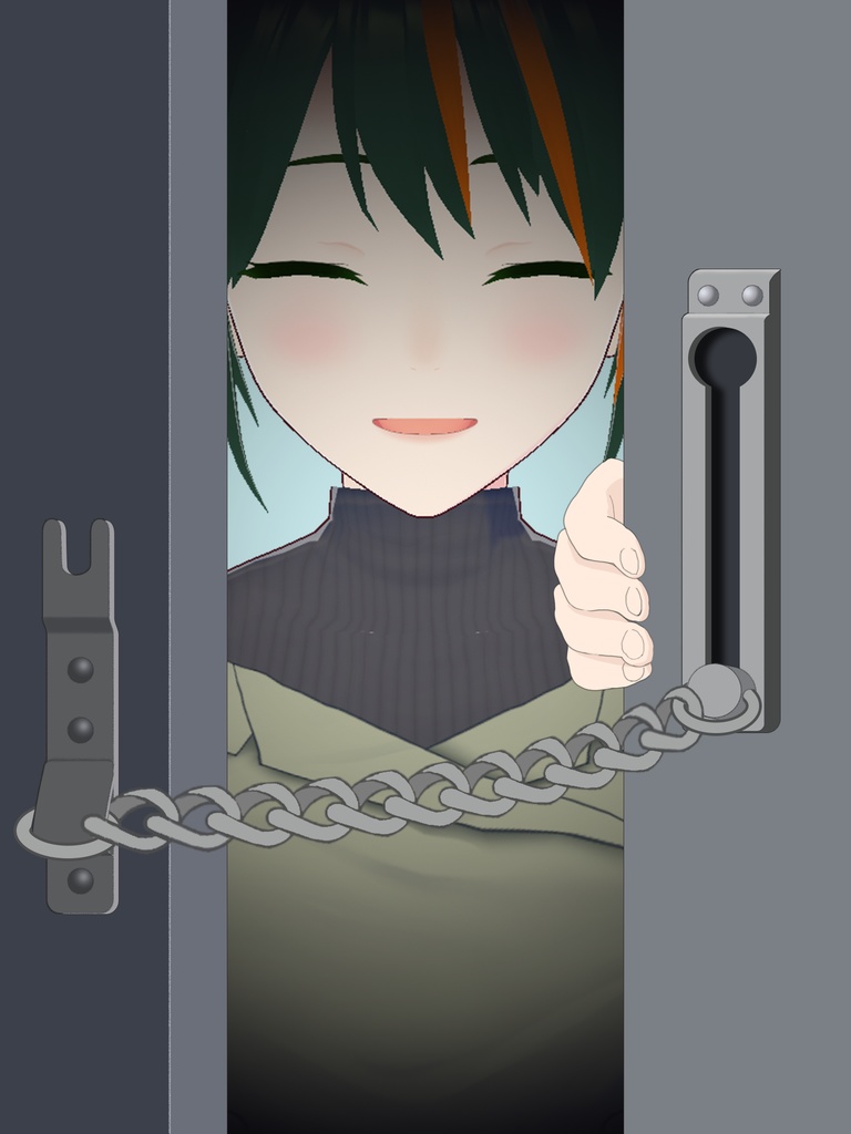 【フリー素材】ドア越しからこんばんは♪ヤンデレチェーン フレーム素材