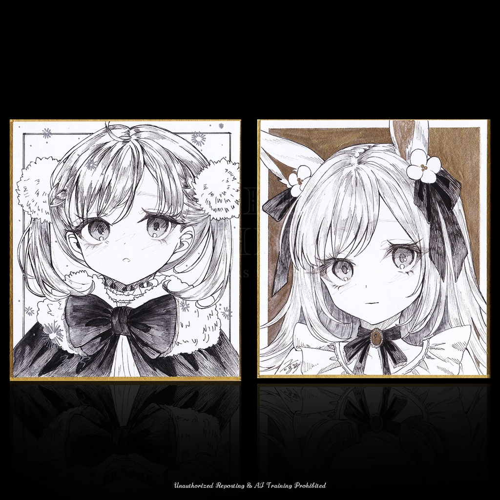 年末年始色紙【ゆきんこぷちのちゃん/うま耳ぷちのちゃん】