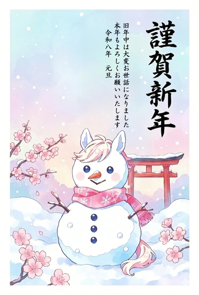 ゆきねこ年賀状2026(午年ばーじょん)