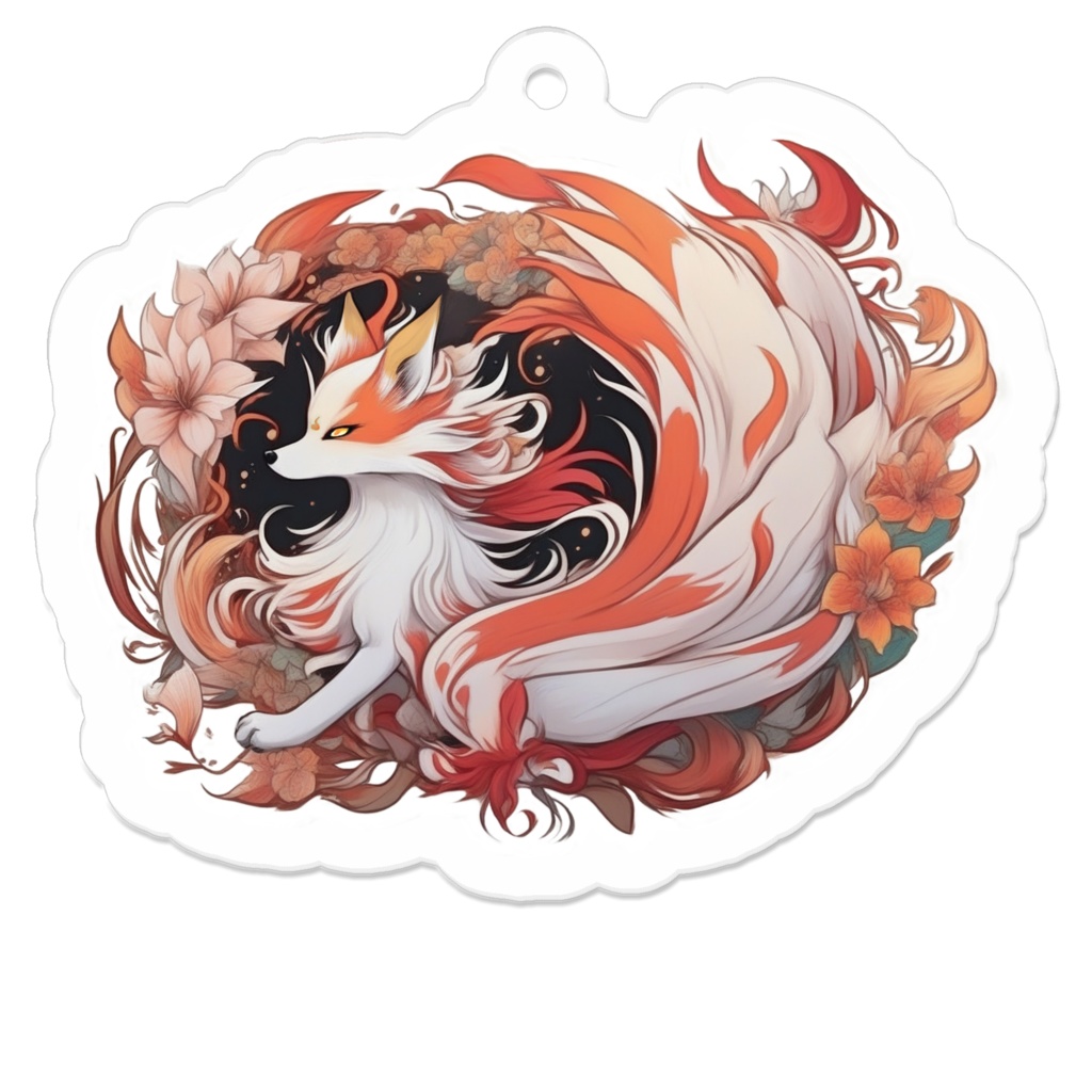 アクリルキーホルダー 花狐　2